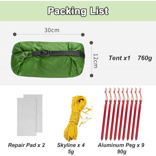  Night Cat Ultralight Tent 1 Person for Professional Backpacker Hiker Backpacking Bivvy Ground Tent Waterproof Easy Setup Portable Camping Hiking Mountaineering