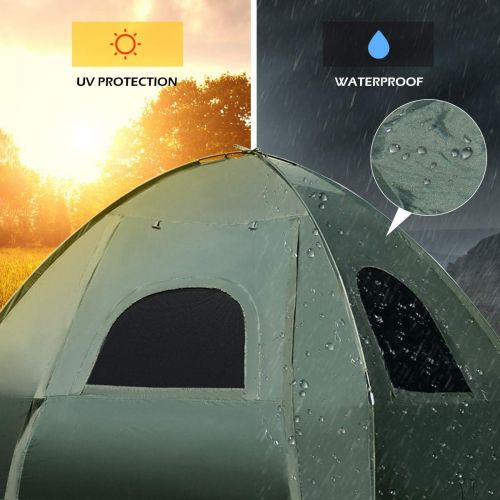  Nightcore Single Tent Bed, Portable Camping Tent with Air Mattress and Pillow, Folding Camping Cot of Metal Frame, Single Sleep Bag with Polyester Canopy, for Outdoor Family Camping Picnic -