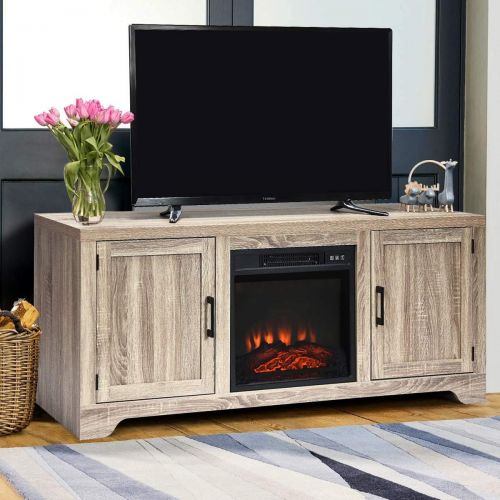  Nightcore 18’’ Electric Fireplace TV Stand, Electric Heater with Adjustable LED Flame, Remote Control, Safer Plug and Sensor, 1400W Electric Stove Fireplace Iinsert, 1400W