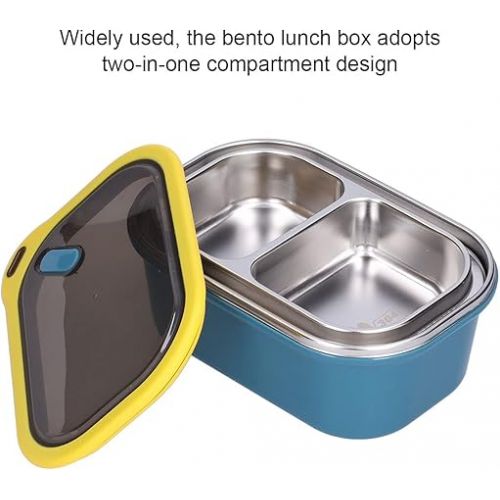  Niiyen Lunch Box 1200ml 2 Layers Food Lunch Containers with Spoon Portable Adult Bento Lunch Box Food Storage Bowl for School Office Outdoor Travel（Blue）