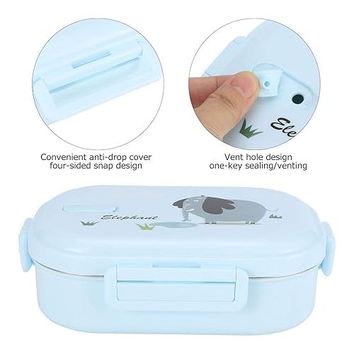  Niiyen Lunch Box, 720ml 2 Compartments Food Lunch Containers with Spoon, Portable 304 Stainless Steel Adult Bento Lunch Box, Boy Food Storage box for Office School Picnic