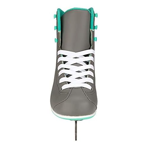  Nijdam Damen Kunstlaufschlittschuh Sport Softboot Grau/Mintgruen/Weiss