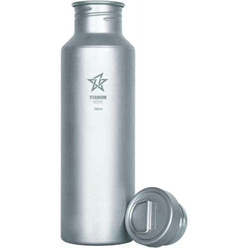  NikaGrace Titanium Water Bottle with Titanium Cap 700 Ml 24 oz. and Free Titanium Carabiner with Purchase