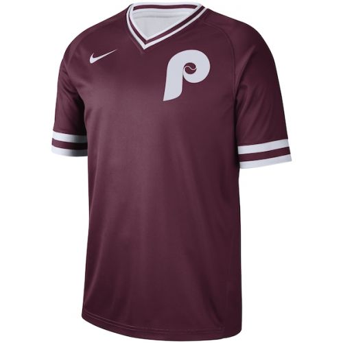 나이키 Men's Philadelphia Phillies Nike Maroon Cooperstown Collection Legend V-Neck Jersey