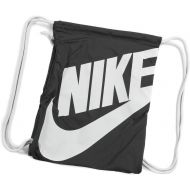 Nike Heritage Drawstring Gymsack Backpack 400 Denier Sport Bookbag (Classic Black with Signature White Swoosh)