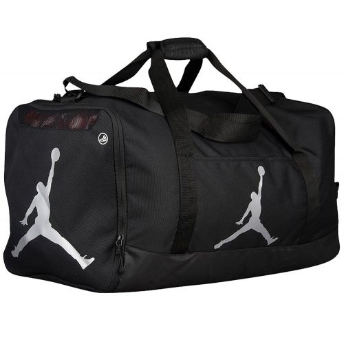 나이키 Nike Air Jordan Jumpman Duffel Sports Gym Bag Black/Silver 8A1913-023 Wet/Dry Shoe Pocket Water Resistant