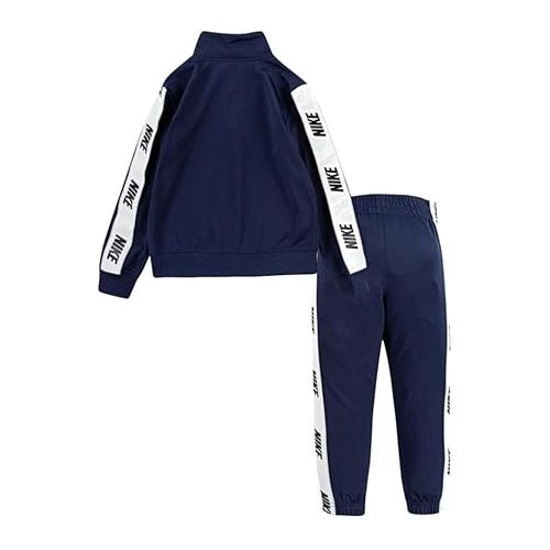 나이키 Nike Kids Boy's Logo Taping Jacket and Pants Two-Piece Track Set (Little Kids) (5T, Midnight Navy)