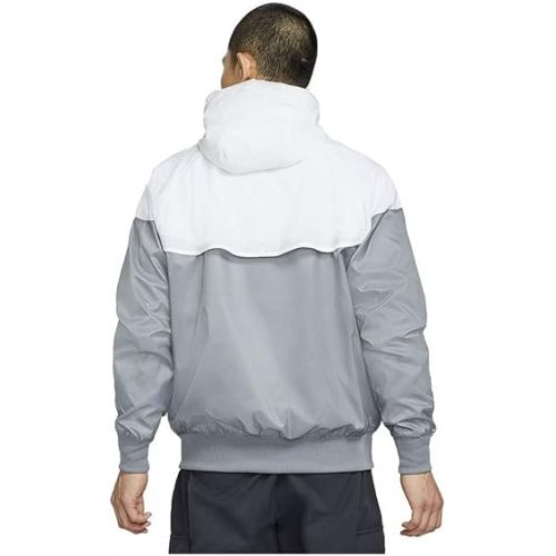 나이키 Nike Sportswear Windrunner Men's Hooded Jacket (as1, alpha, m, regular, regular, Smoke Grey/White/Smoke Grey/Black, Medium)