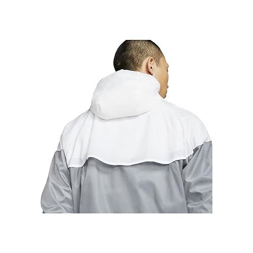 나이키 Nike Sportswear Windrunner Men's Hooded Jacket (as1, alpha, m, regular, regular, Smoke Grey/White/Smoke Grey/Black, Medium)