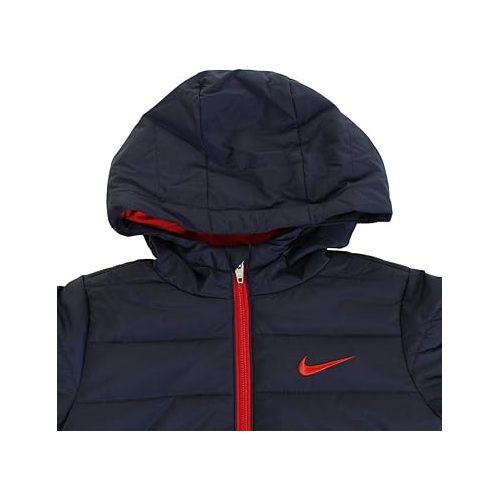 나이키 Nike Kids Boy's Quilted Jacket (Little Kids) Obsidian/University Red 6 Little Kids