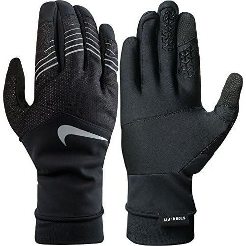 나이키 [아마존베스트]Nike Womens Storm-Fit Hybrid Run Gloves Black/Silver Athletic Sports