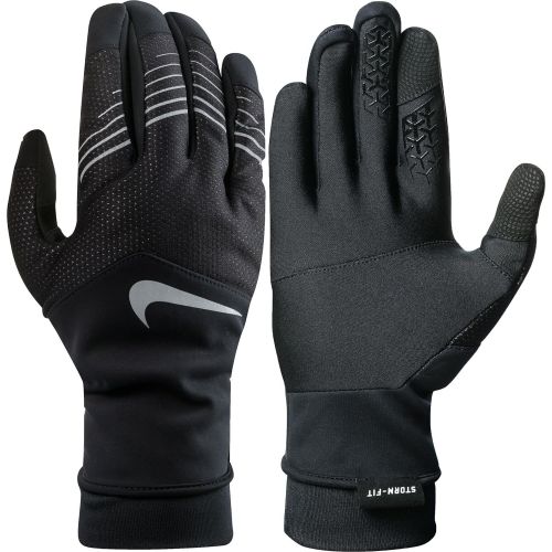 나이키 [아마존베스트]Nike Womens Storm-Fit Hybrid Run Gloves Black/Silver Athletic Sports