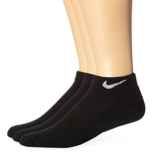 나이키 NIKE Unisex Performance Cushion Low Training Socks (3 Pairs), Black/White, Large