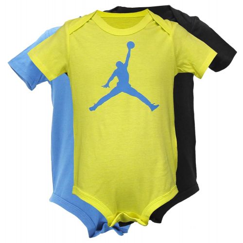 나이키 Nike Baby Boys Jordan Three Pack Bodysuits Set - Blue, Yellow, Black (6-9 Mos.)