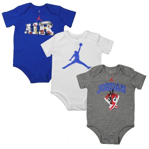나이키 Nike NIKE Baby Boys Jordan Jumpman Three Pack Bodysuits - Blue, Grey, White (6-9 Mos.)