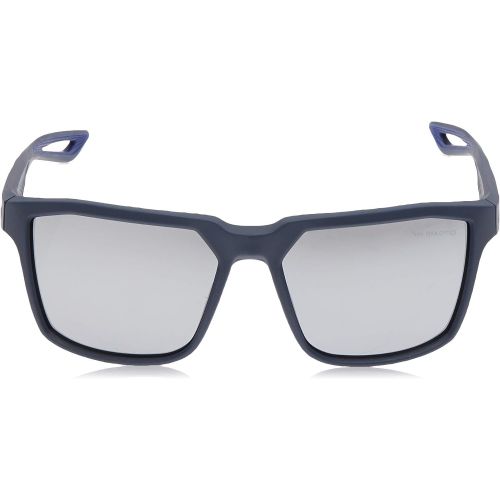 나이키 Nike EV0917-404 Bandit Frame Grey with Silver Flash Lens Sunglasses, Matte Obsidian/Deep Royal Blue