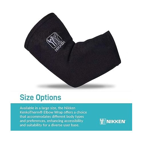  Nikken KenkoTherm® Elbow Wrap Large 1833 Golf, Tennis, Gym Support Band for Men and Women - Sports Elbow Arm Wrap - Contoured Fit and Support - Hand washable
