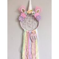 NikkiandNancy Personalised Unicorn Dreamcatcher with added webbingNursery decor