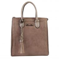 Nikky Top Handle Brown Tote Bag, Spacious Compartment, Decorative Tassel Travel Shoulder Bag