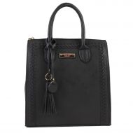 Nikky Top Handle Black Tote Bag, Spacious Compartment, Decorative Tassel Travel Shoulder Bag