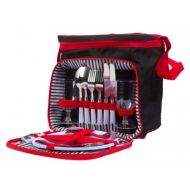 Nikkycozie Red Picnic Rucksack Cooler Insulated Picnic Basket Set Backpack with Settings Place
