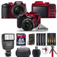 Nikon COOLPIX B500 RED Camera 40x Optical Zoom + Flash + Case - 32GB Kit Bundle