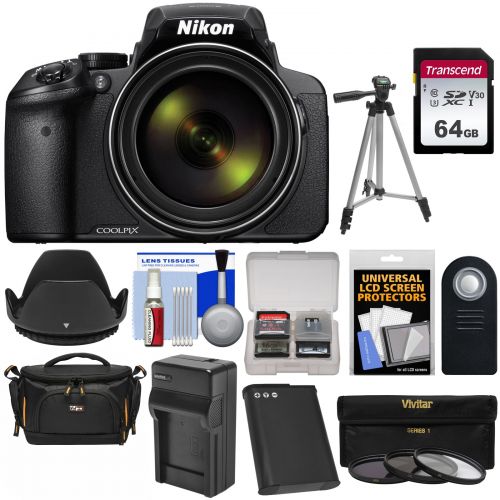  Nikon Coolpix P900 Wi-Fi 83x Zoom Digital Camera with 64GB Card + Battery & Charger + Case + Tripod + 3 Filters + Hood + Kit