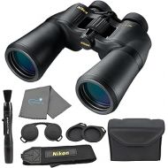 Nikon Aculon A211 10-22x50 Binoculars (8252) Black Bundle with Tripod Adapter, Nikon Lens Pen, Carry Case, Neck Strap, and Lens Cloth Compact for Adults for Bird Watching, Hunting, and Sporting