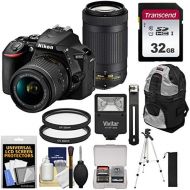 [아마존베스트]Nikon D5600 Wi-Fi Digital SLR Camera with 18-55mm VR & 70-300mm DX AF-P Lenses with 32GB Card + Backpack + Flash + Tripod + Kit