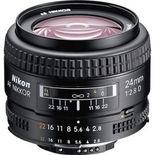  Nikon AF FX NIKKOR 24mm f/2.8D Fixed Zoom Lens with Auto Focus for Nikon DSLR Cameras - White Box (New)