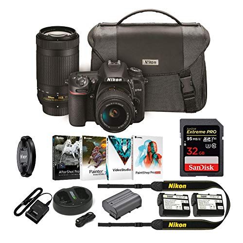  Nikon D7500 DSLR Camera with 18-55mm and 70-300 VR Lenses Kit with 32GB Pro Card and Battery Bundle