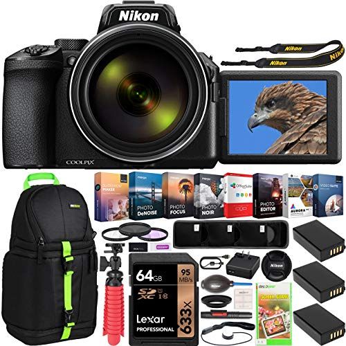  Nikon COOLPIX P950 Compact Digital Camera with 83x Optical Zoom Super Telephoto Lens Bundle Including Triple Battery + Deco Gear Backpack Bag Case + Filter Kit + Photo Video Softwa