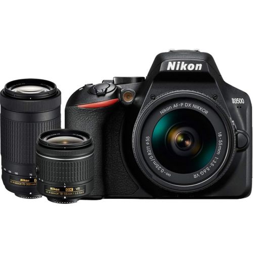  Nikon 1588 D3500 24.2MP DSLR Camera with AF-P 18-55mm VR Lens & 70-300mm Dual Zoom Lens Kit Bundle with 16GB Memory Card, Photo and Video Professional Editing Suite and Camera Bag