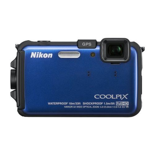  Nikon COOLPIX AW100 16 MP CMOS Waterproof Digital Camera with GPS and Full HD 1080p Video (Blue) (OLD MODEL)