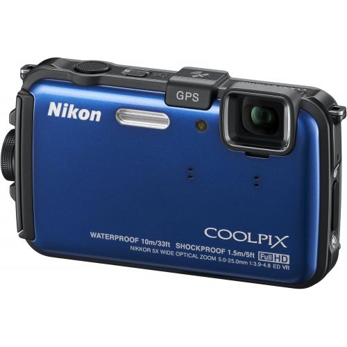  Nikon COOLPIX AW100 16 MP CMOS Waterproof Digital Camera with GPS and Full HD 1080p Video (Blue) (OLD MODEL)