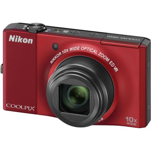  Nikon Coolpix S8000 14.2 MP Digital Camera with 10x Optical Vibration Reduction (VR) Zoom and 3.0-Inch LCD (Red)