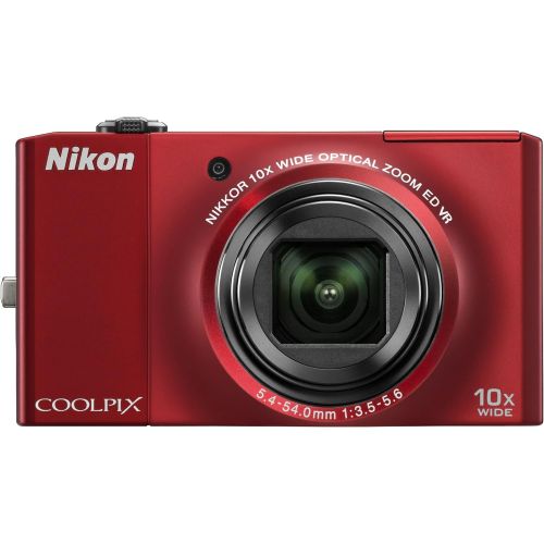  Nikon Coolpix S8000 14.2 MP Digital Camera with 10x Optical Vibration Reduction (VR) Zoom and 3.0-Inch LCD (Red)