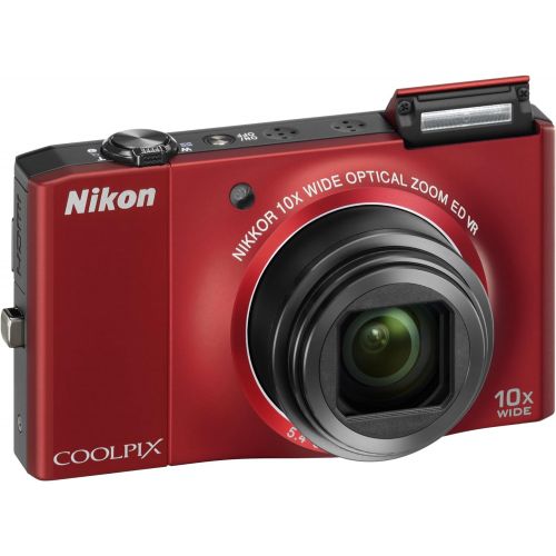  Nikon Coolpix S8000 14.2 MP Digital Camera with 10x Optical Vibration Reduction (VR) Zoom and 3.0-Inch LCD (Red)