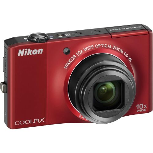  Nikon Coolpix S8000 14.2 MP Digital Camera with 10x Optical Vibration Reduction (VR) Zoom and 3.0-Inch LCD (Red)