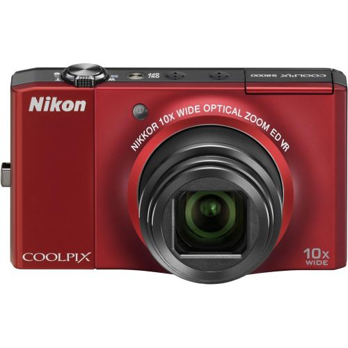  Nikon Coolpix S8000 14.2 MP Digital Camera with 10x Optical Vibration Reduction (VR) Zoom and 3.0-Inch LCD (Red)