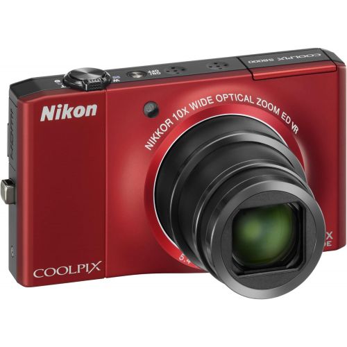  Nikon Coolpix S8000 14.2 MP Digital Camera with 10x Optical Vibration Reduction (VR) Zoom and 3.0-Inch LCD (Red)