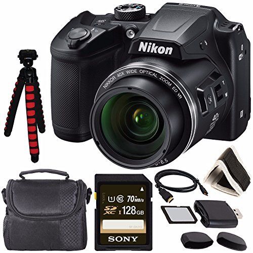  Nikon COOLPIX B500 Digital Camera (Black) 26506 + 128GB UHS-I SDXC Memory Card (Class 10) + Flexible 12 Tripod + Small Soft Carrying Case + HDMI Cable + Card Reader + Memory Card W