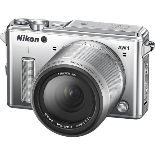  Nikon 1 AW1 14.2 MP HD Waterproof, Shockproof Digital Camera System with AW 11-27.5mm f/3.5-5.6 1 NIKKOR Lens (Silver)