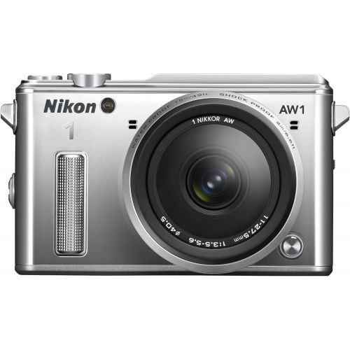  Nikon 1 AW1 14.2 MP HD Waterproof, Shockproof Digital Camera System with AW 11-27.5mm f/3.5-5.6 1 NIKKOR Lens (Silver)