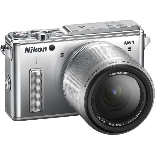  Nikon 1 AW1 14.2 MP HD Waterproof, Shockproof Digital Camera System with AW 11-27.5mm f/3.5-5.6 1 NIKKOR Lens (Silver)