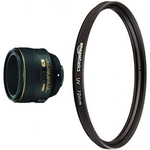  Nikon AF-S FX NIKKOR 58mm f/1.4G Lens for Nikon DSLR Camera with AmazonBasics UV Protection Lens Filter - 72 mm