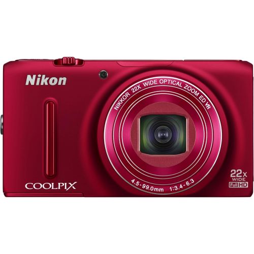  Nikon COOLPIX S9500 Wi-Fi Digital Camera with 22x Zoom and GPS (Red) (OLD MODEL)