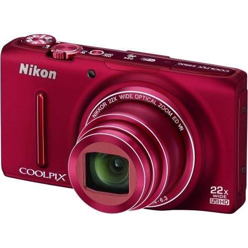  Nikon COOLPIX S9500 Wi-Fi Digital Camera with 22x Zoom and GPS (Red) (OLD MODEL)