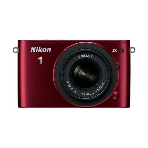  Nikon 1 J3 14.2 MP HD Digital Camera with 10-100mm VR 1 NIKKOR Lens (Red)