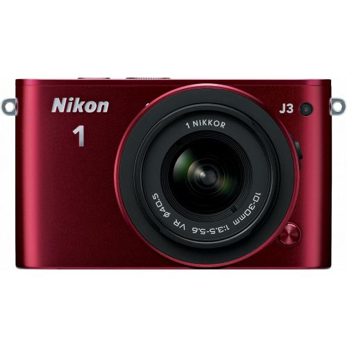  Nikon 1 J3 14.2 MP HD Digital Camera with 10-100mm VR 1 NIKKOR Lens (Red)